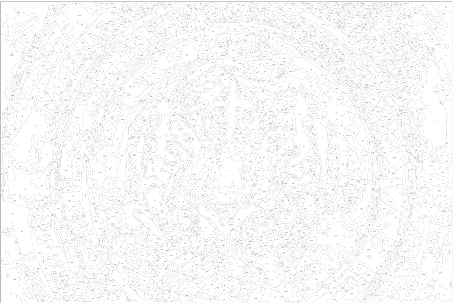 Glezna izkrāso pēc cipariem - Tiger and Ornaments 60x40 cm Artgeist