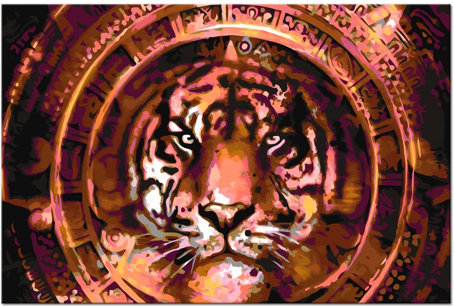 Glezna izkrāso pēc cipariem - Tiger and Ornaments 60x40 cm Artgeist