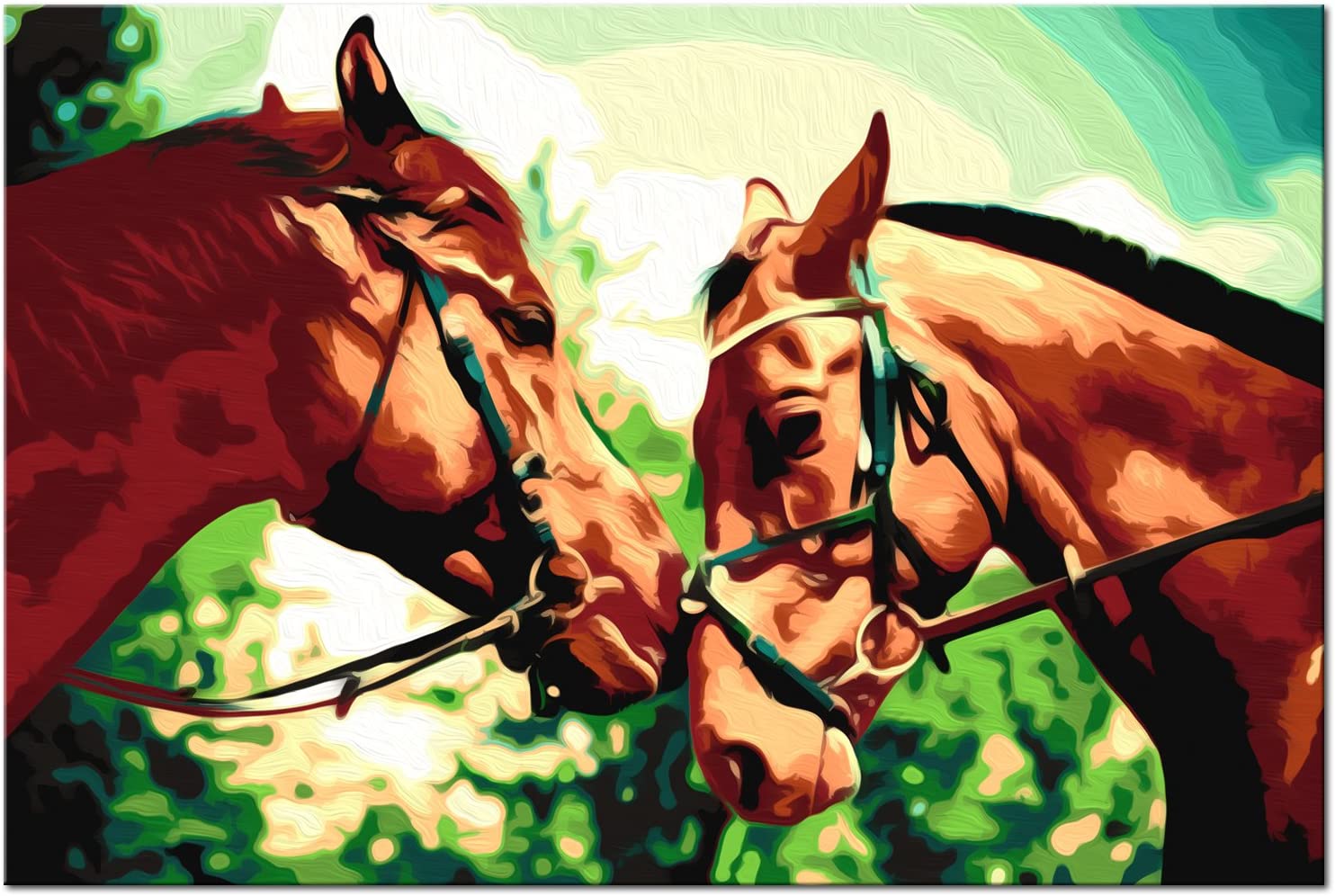 Glezna izkrāso pēc cipariem - Two Horses 60x40 cm Artgeist