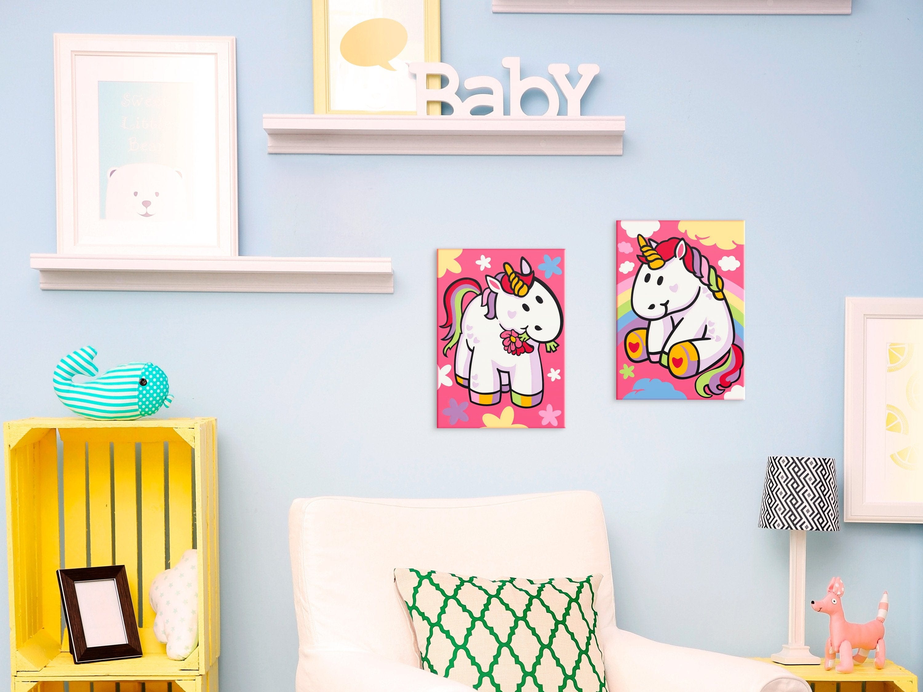 Glezna izkrāso pēc cipariem - Unicorns 33x23 cm Artgeist