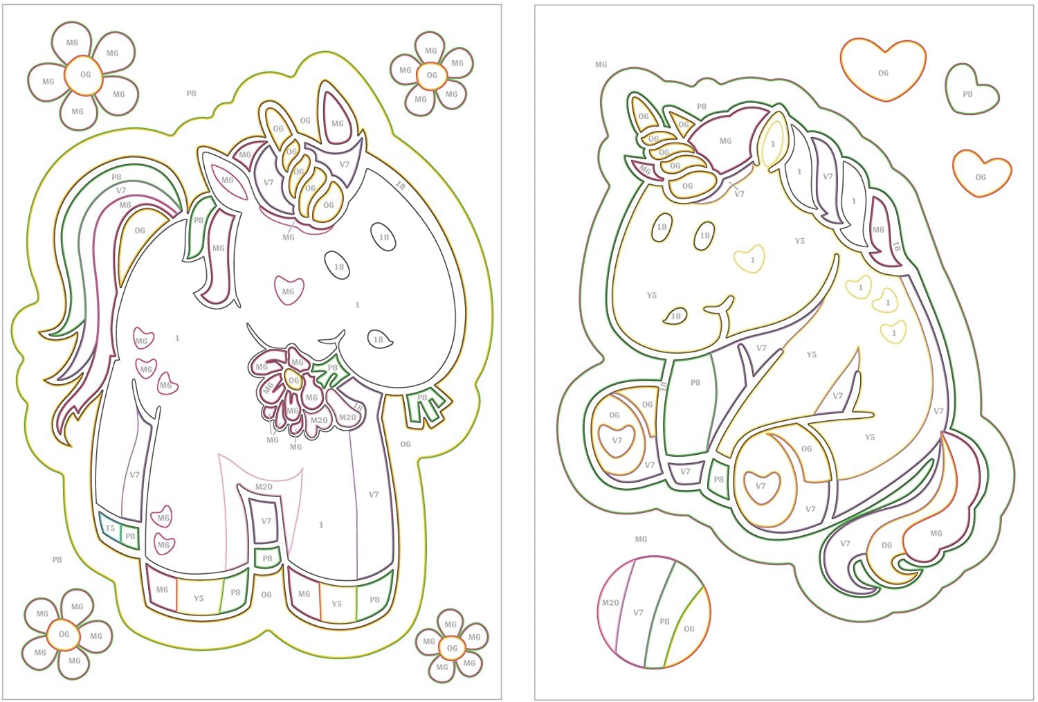 Glezna izkrāso pēc cipariem - Unicorns (Green & Pink) 33x23 cm Artgeist