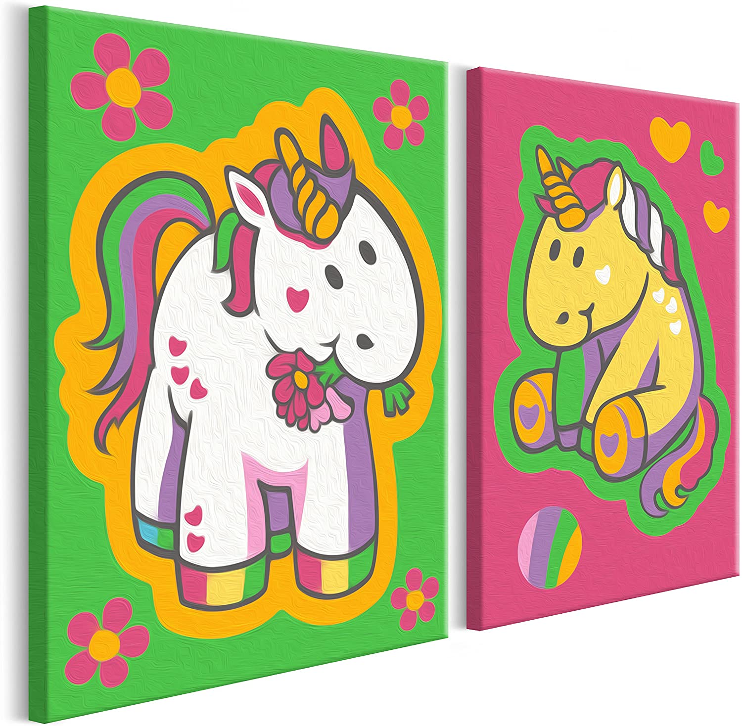 Glezna izkrāso pēc cipariem - Unicorns (Green & Pink) 33x23 cm Artgeist