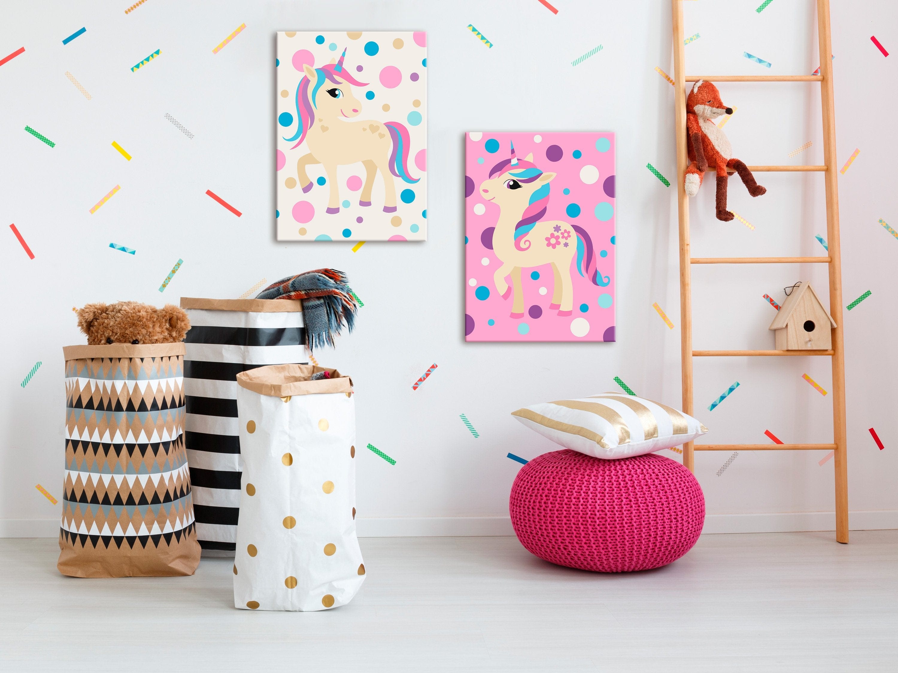 Glezna izkrāso pēc cipariem - Unicorns (Pastel Colours) 33x23 cm Artgeist