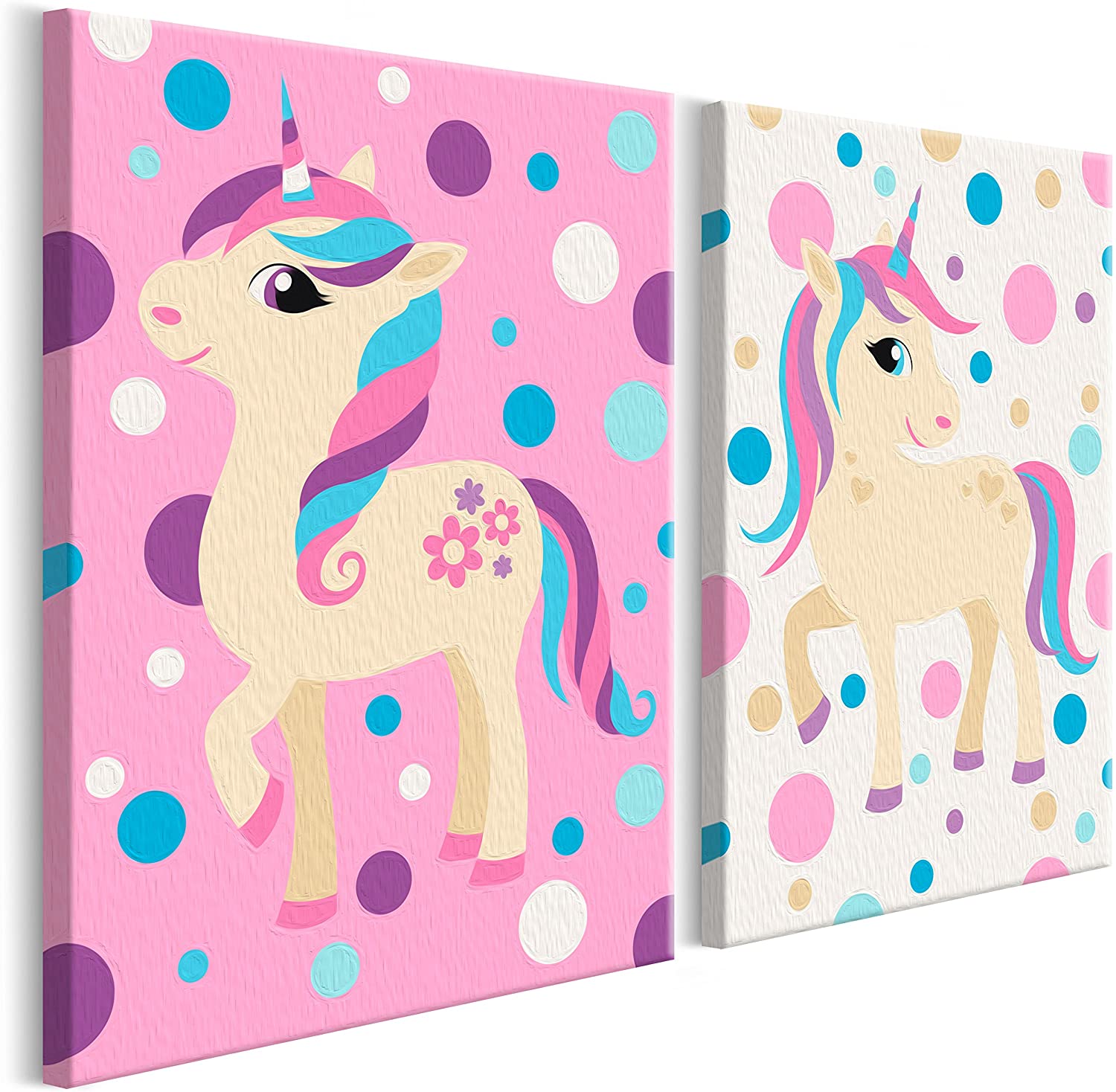 Glezna izkrāso pēc cipariem - Unicorns (Pastel Colours) 33x23 cm Artgeist