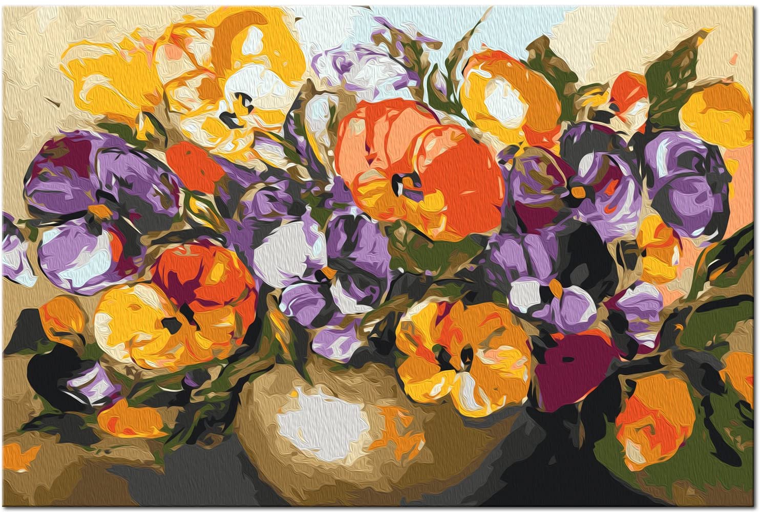 Glezna izkrāso pēc cipariem - Vase Of Pansies 60x40 cm Artgeist