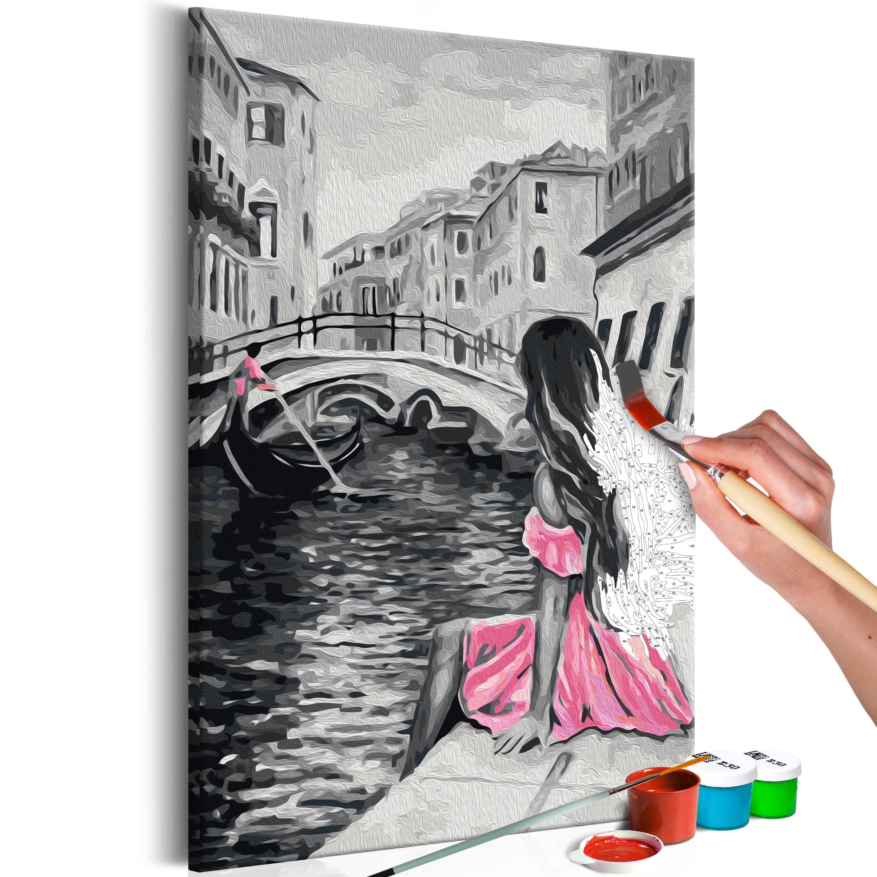 Glezna izkrāso pēc cipariem - Venice (A Girl In A Pink Dress) 40x60 cm Artgeist
