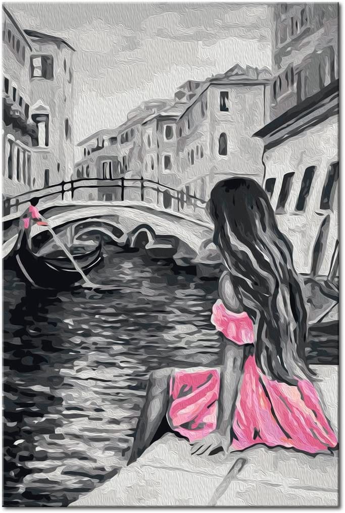Glezna izkrāso pēc cipariem - Venice (A Girl In A Pink Dress) 40x60 cm Artgeist