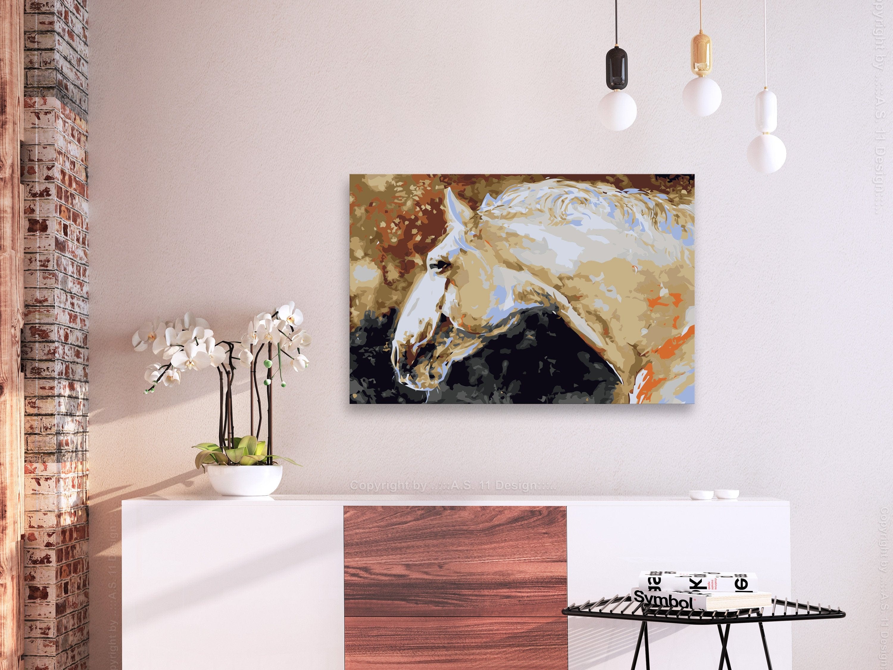 Glezna izkrāso pēc cipariem - White Horse 60x40 cm Artgeist