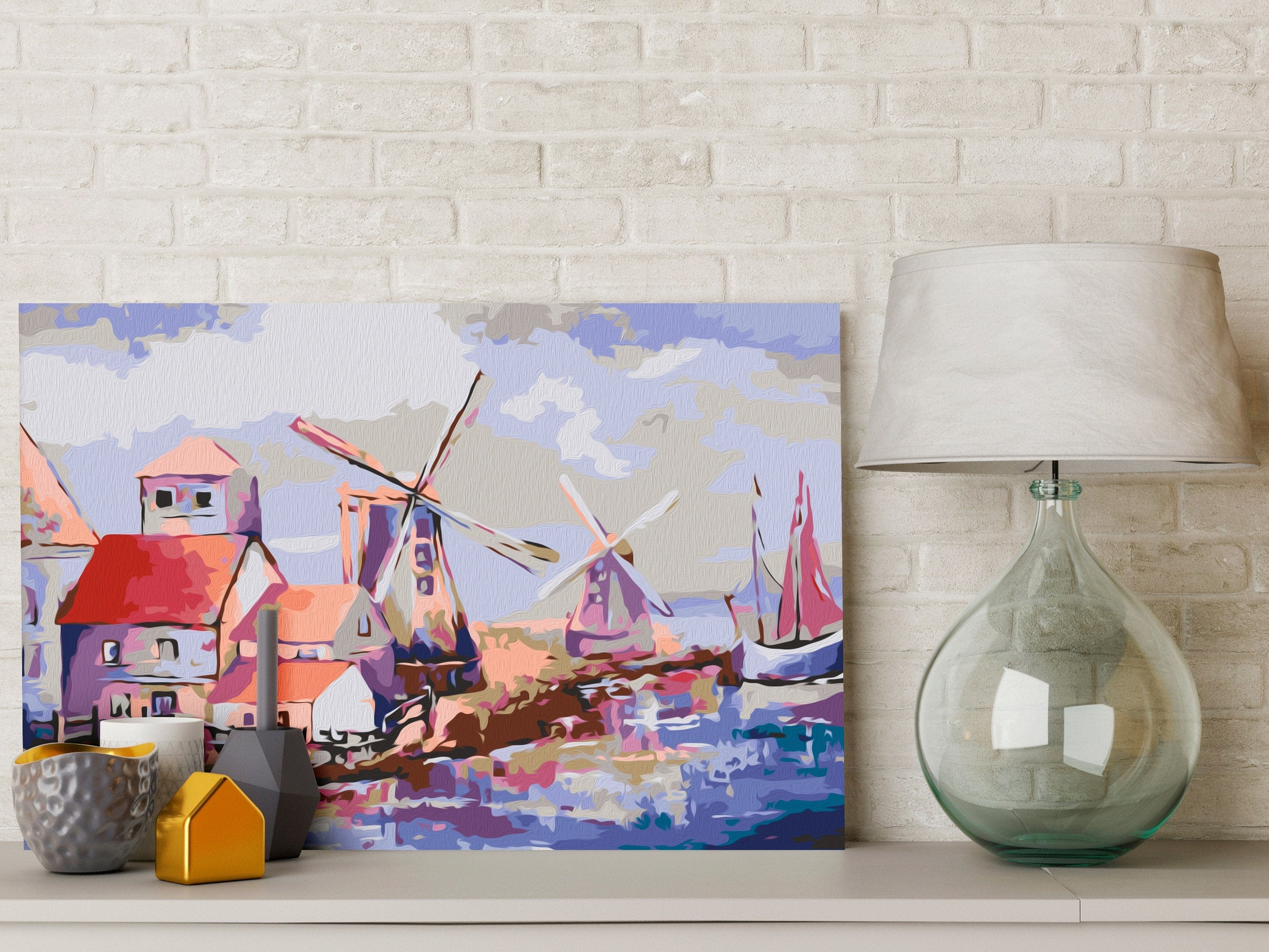 Glezna izkrāso pēc cipariem - Windmills (Landscape) 60x40 cm Artgeist