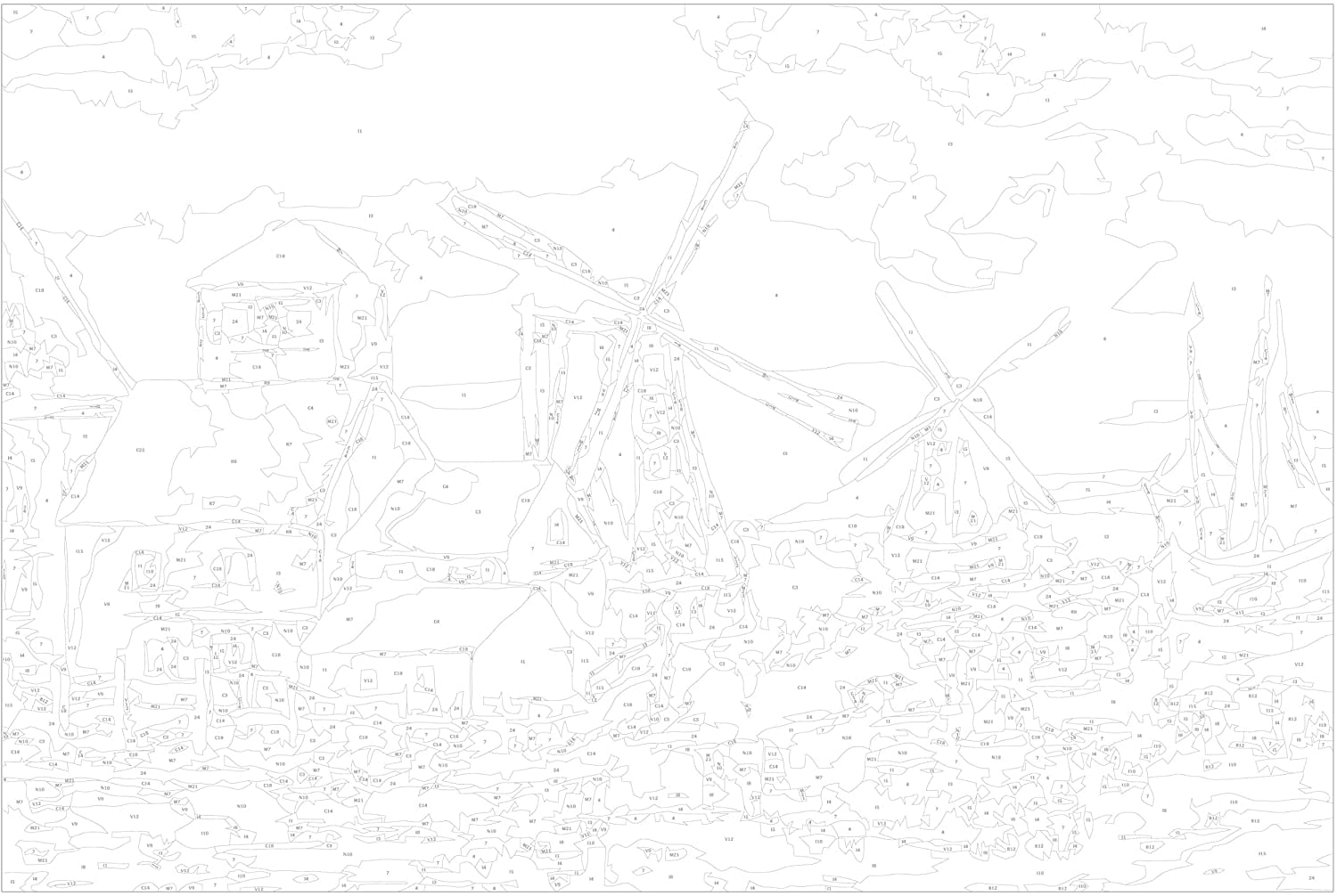 Glezna izkrāso pēc cipariem - Windmills (Landscape) 60x40 cm Artgeist