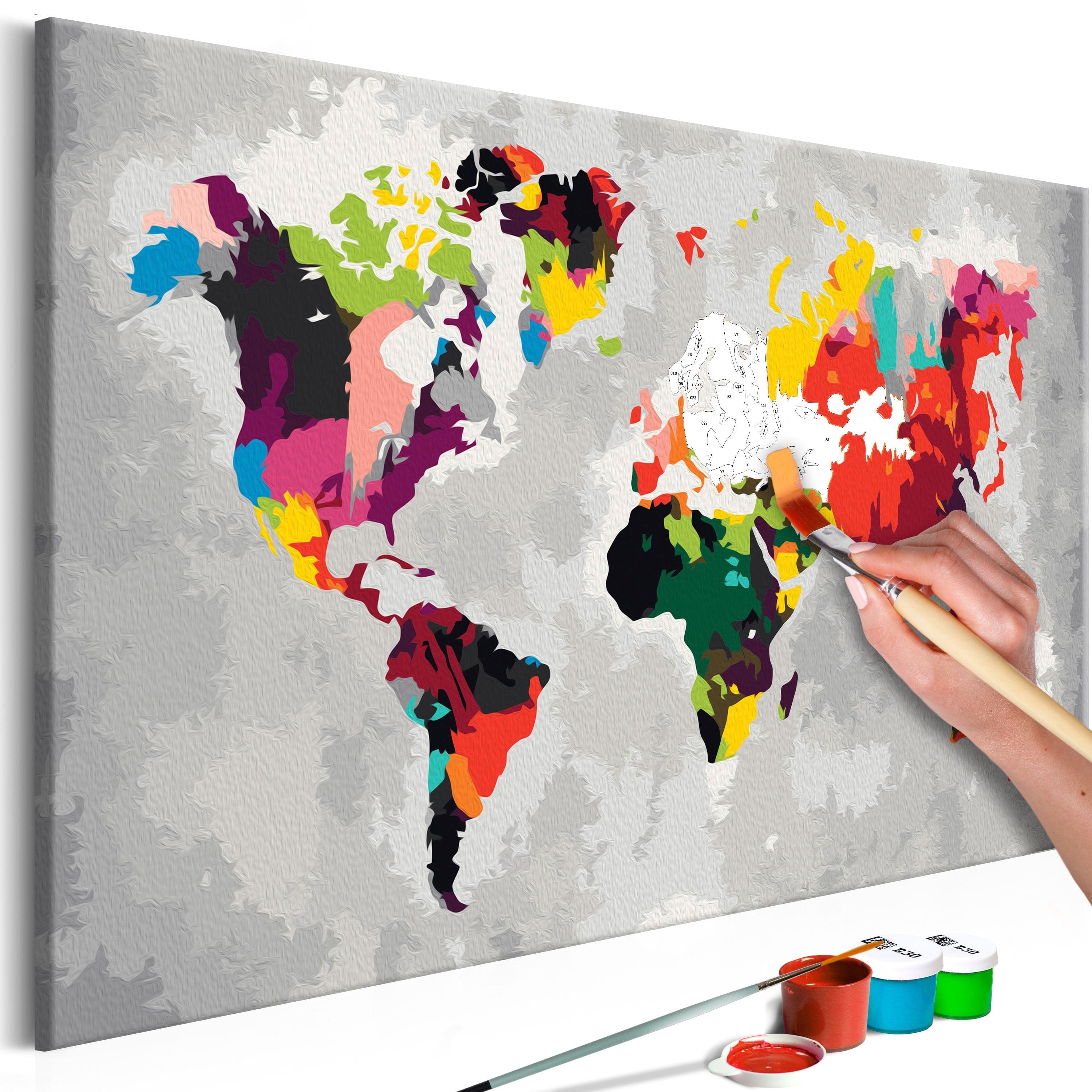 Glezna izkrāso pēc cipariem - World Map (Bright Colours) 60x40 cm Artgeist
