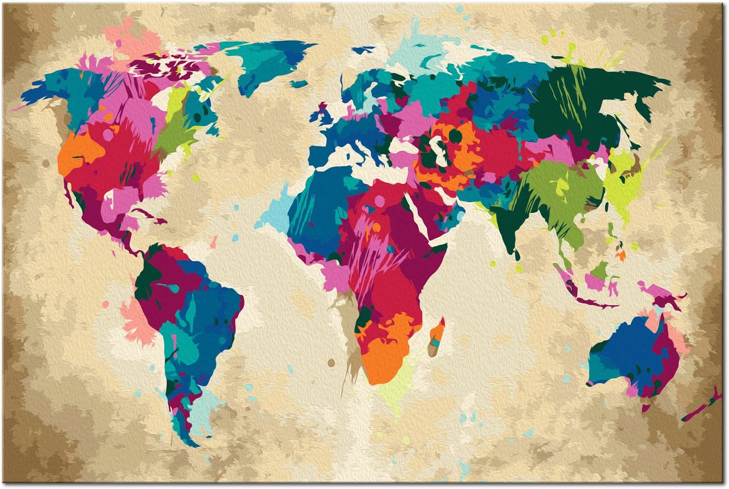 Glezna izkrāso pēc cipariem - World Map (Colourful) 60x40 cm Artgeist