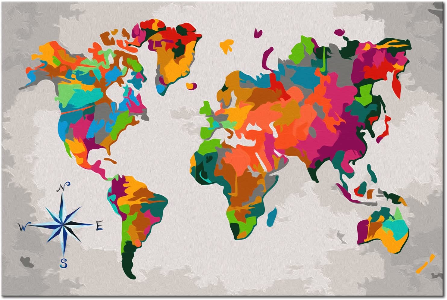 Glezna izkrāso pēc cipariem - World Map (Compass Rose) 60x40 cm Artgeist