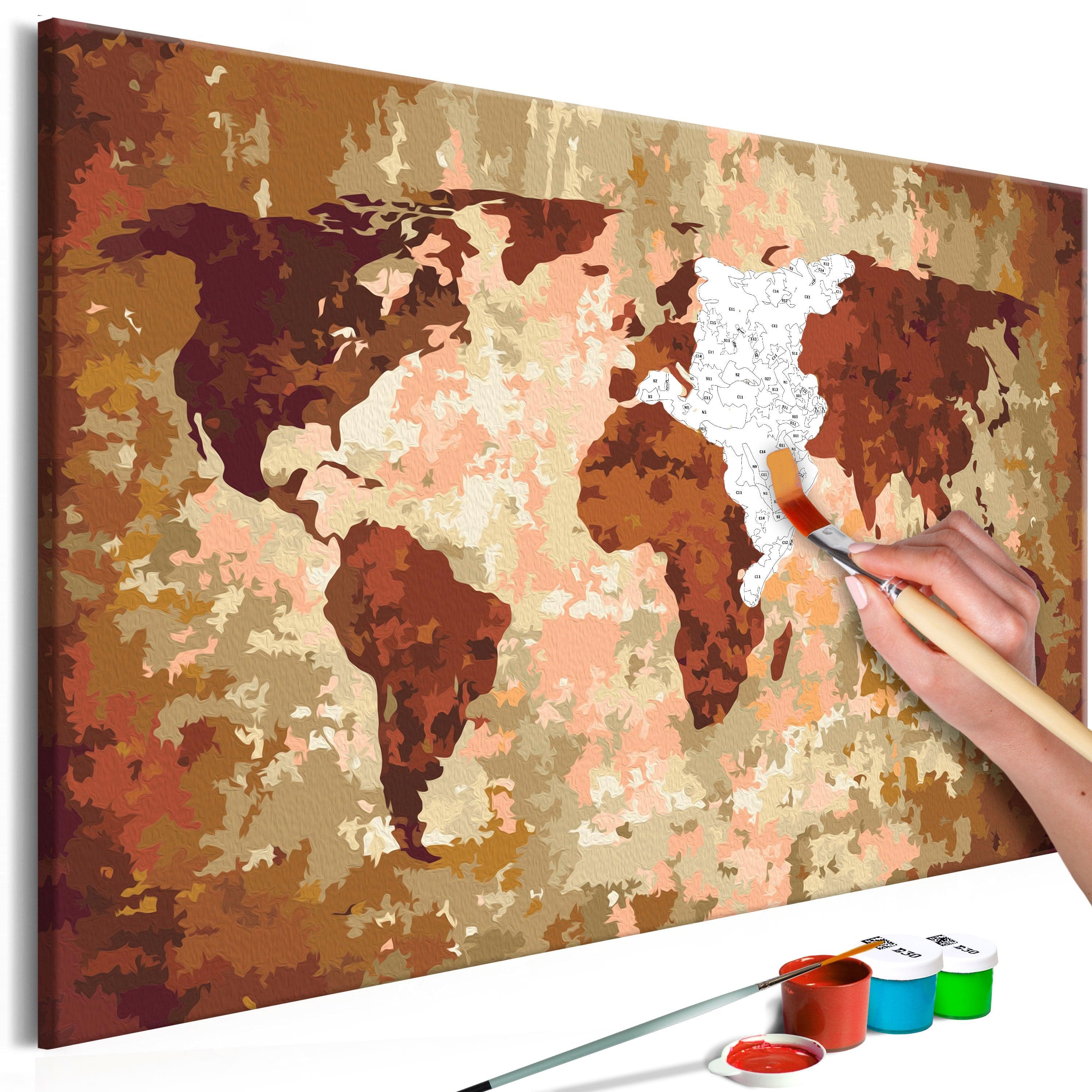 Glezna izkrāso pēc cipariem - World Map (Earth Colours) 60x40 cm Artgeist