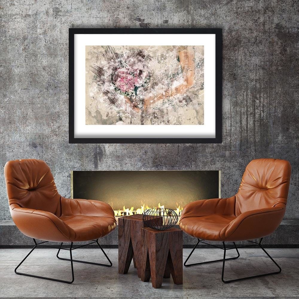 Glezna melnā rāmī - A Bouquet Of Flowers Abstraction Home Trends