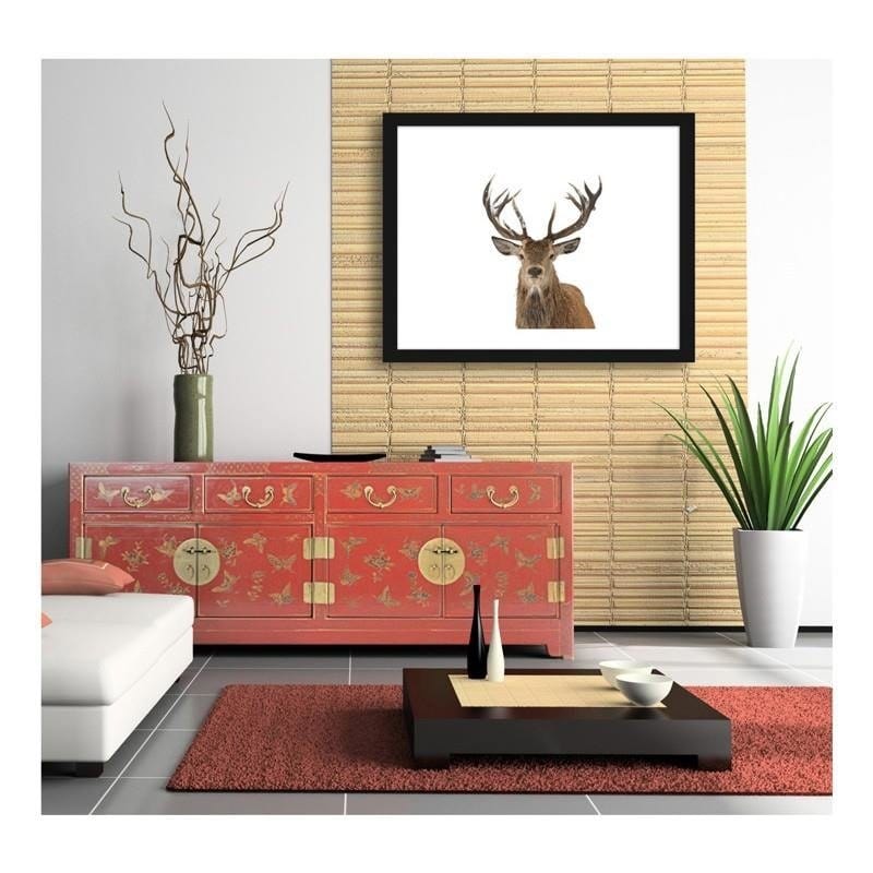 Glezna melnā rāmī - A deer's head on a white background Home Trends