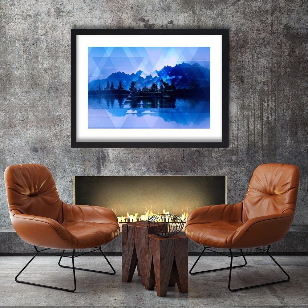 Glezna melnā rāmī - A Lake In The Mountains 1 Home Trends