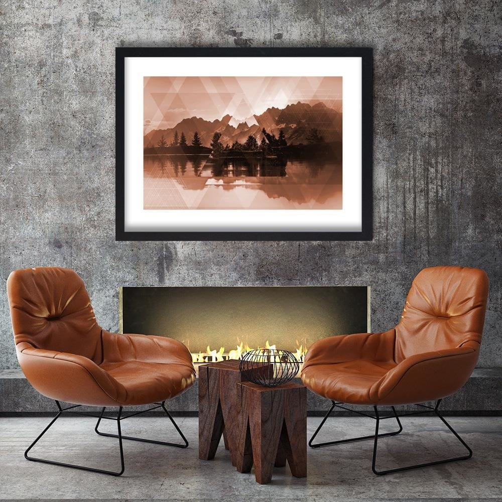 Glezna melnā rāmī - A Lake In The Mountains 2 Home Trends