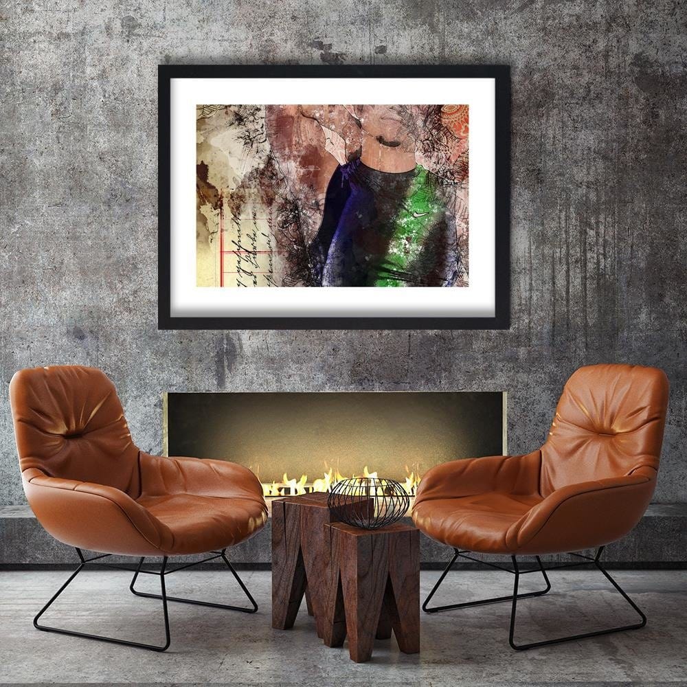 Glezna melnā rāmī - A Man In A Sports Shirt Home Trends