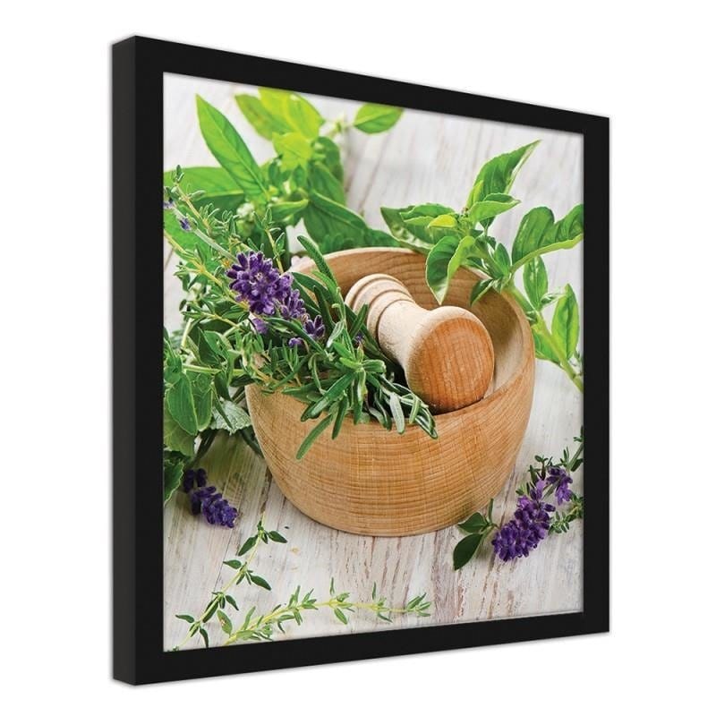Glezna melnā rāmī - A mortar with herbs Home Trends