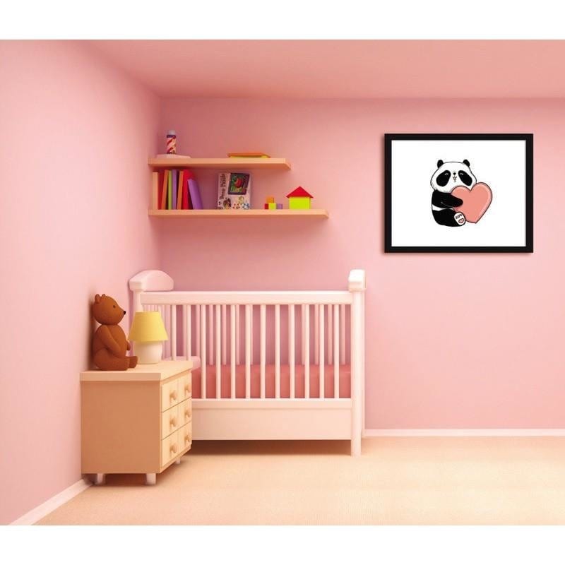 Glezna melnā rāmī - A panda with a heart  Home Trends