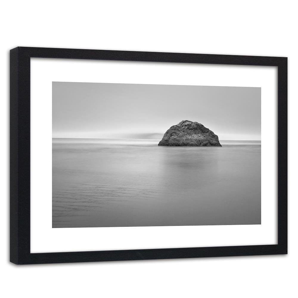 Glezna melnā rāmī - A Rock In The Sea At Dusk 2 Home Trends