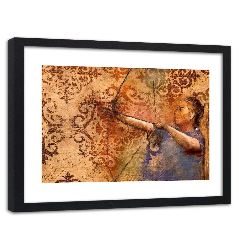 Glezna melnā rāmī - A Woman Firing A Bow Home Trends