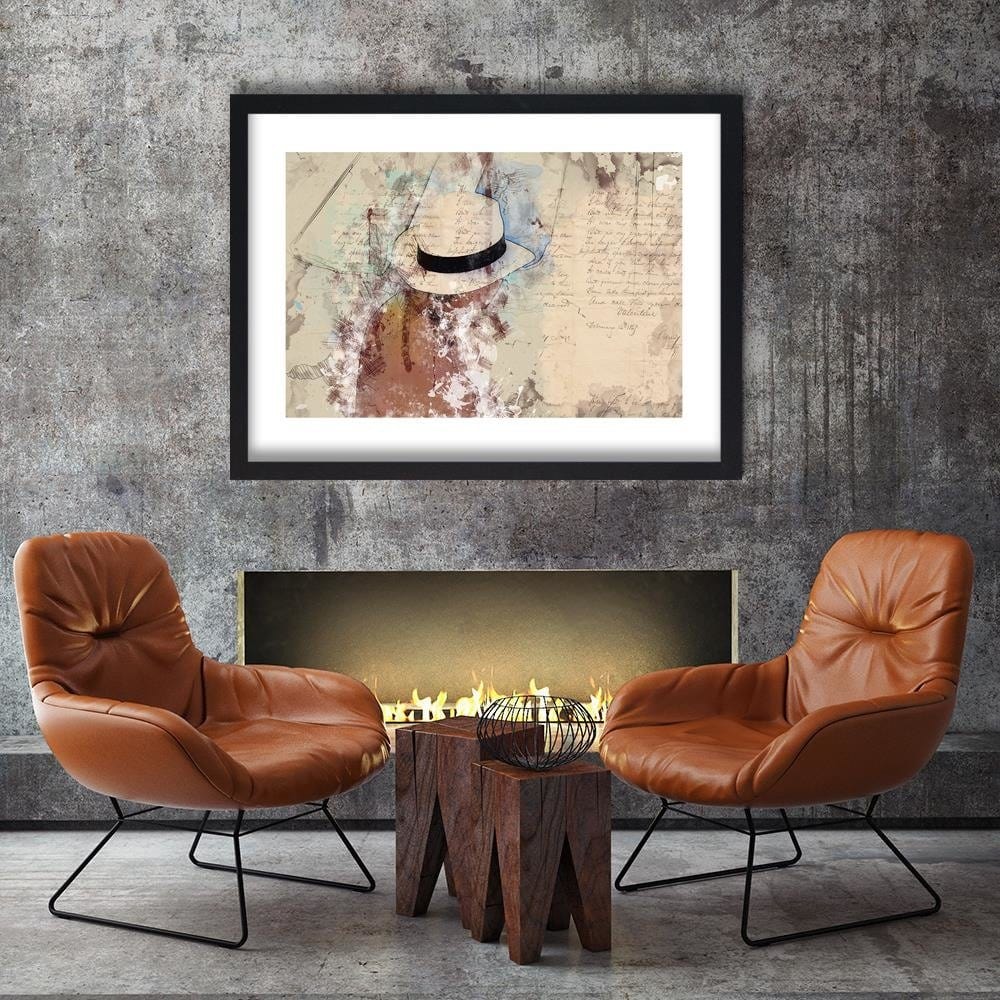 Glezna melnā rāmī - A Woman In A Hat Home Trends