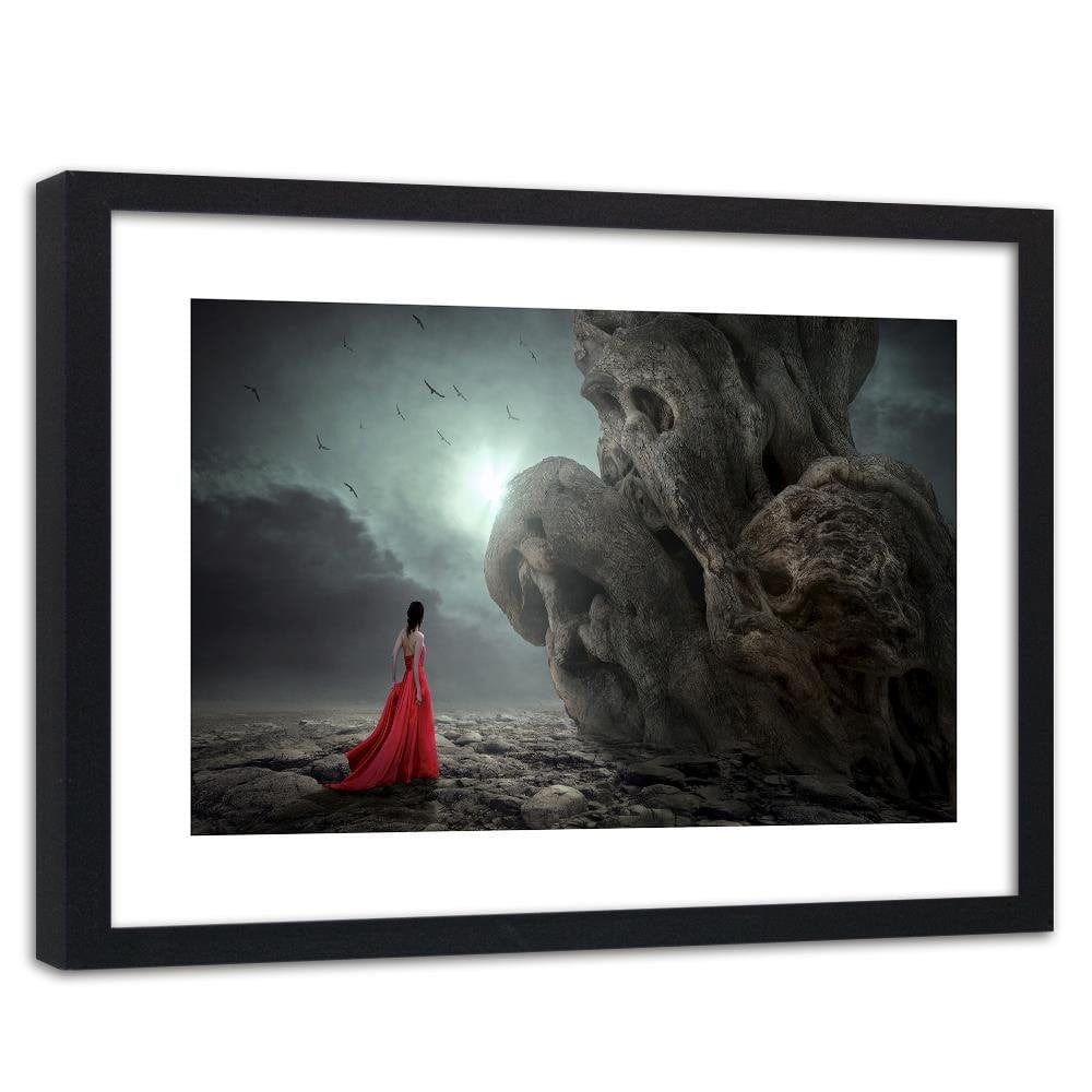 Glezna melnā rāmī - A Woman In A Red Dress Fantasy Home Trends
