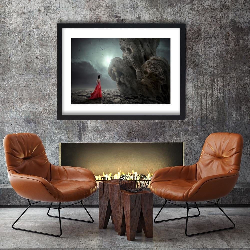 Glezna melnā rāmī - A Woman In A Red Dress Fantasy Home Trends