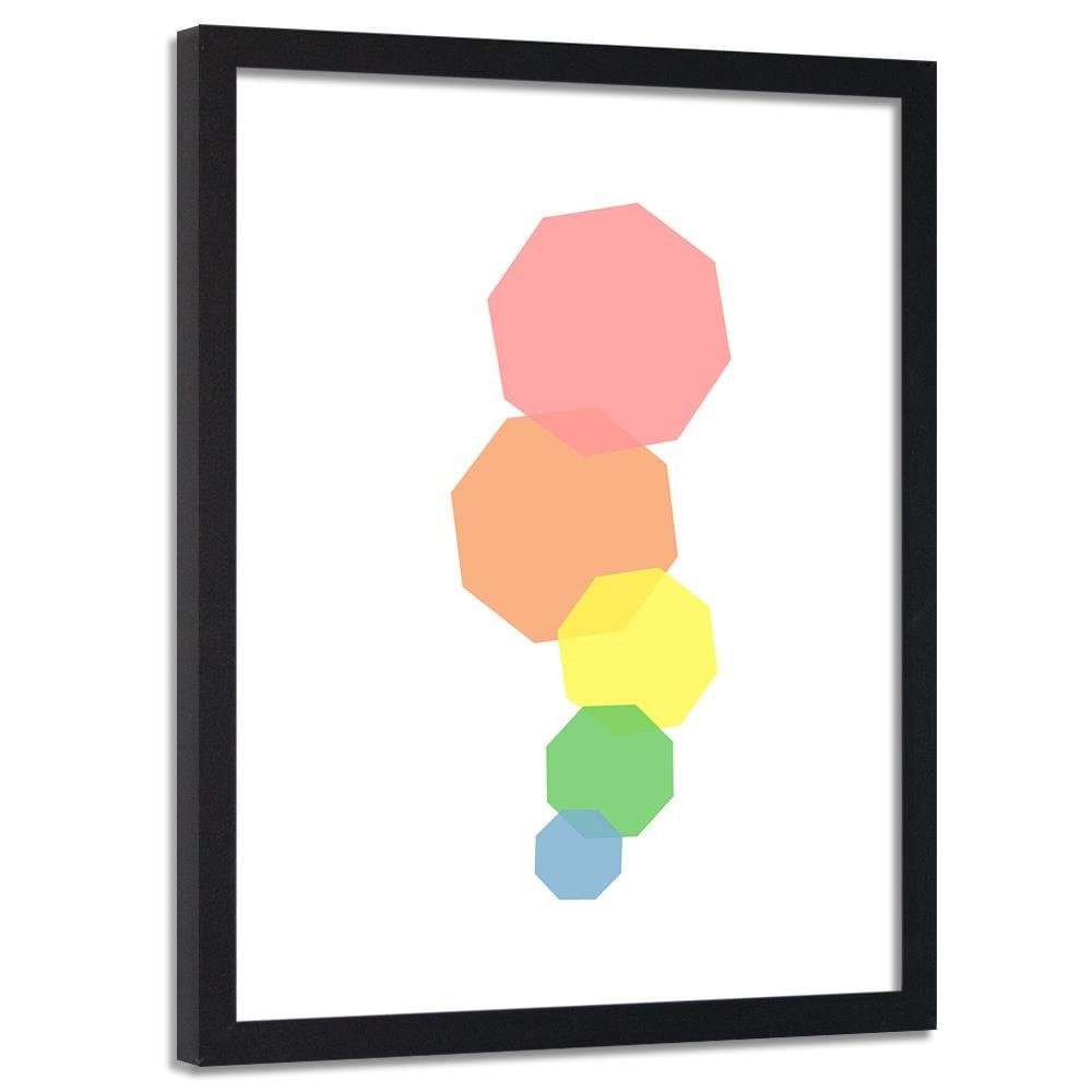 Glezna melnā rāmī - Abstract Colorful Octagons Home Trends