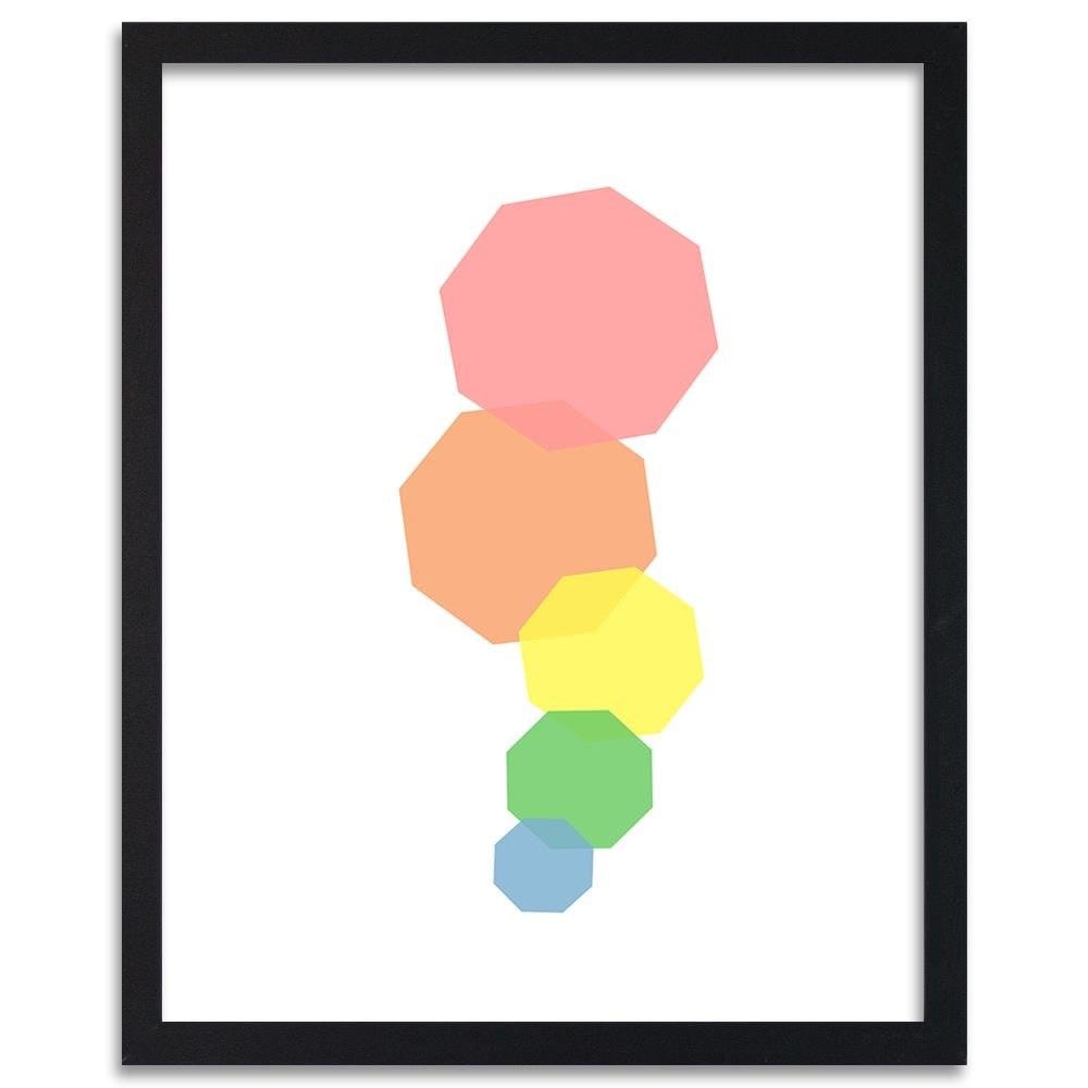 Glezna melnā rāmī - Abstract Colorful Octagons Home Trends