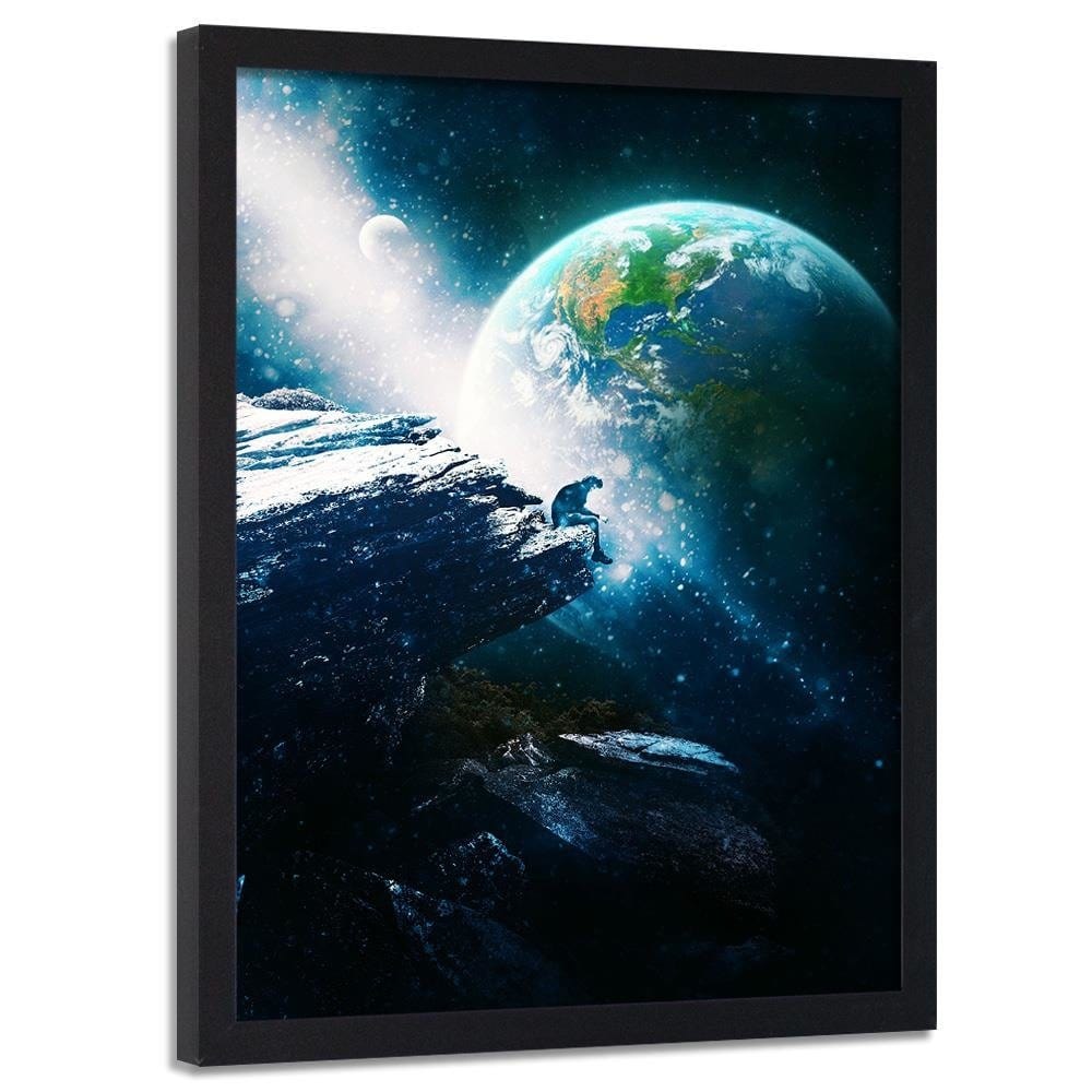 Glezna melnā rāmī - Abstract Cosmos Blue Home Trends