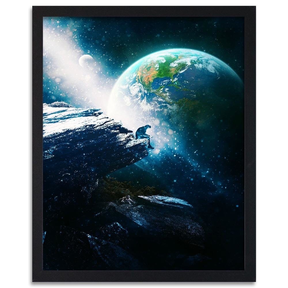 Glezna melnā rāmī - Abstract Cosmos Blue Home Trends