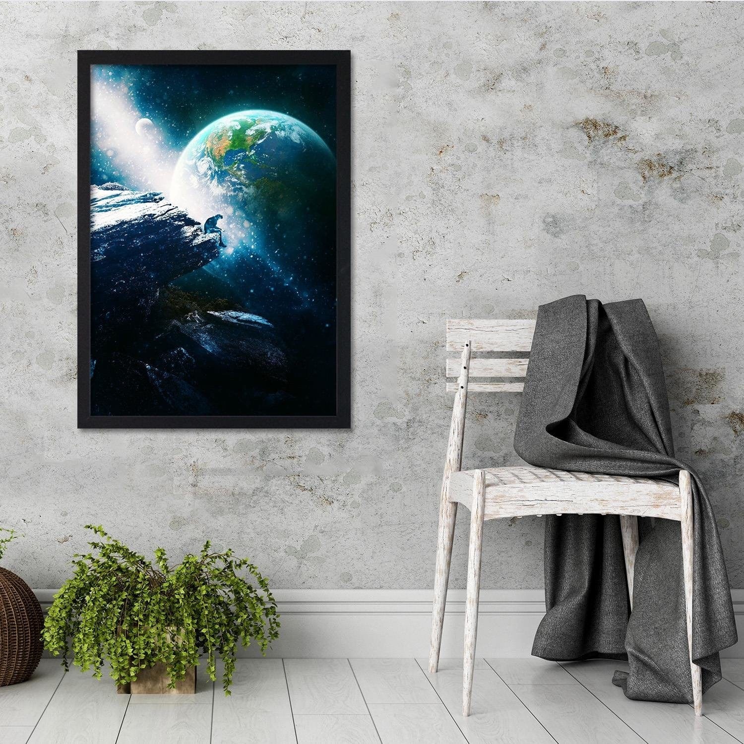 Glezna melnā rāmī - Abstract Cosmos Blue Home Trends
