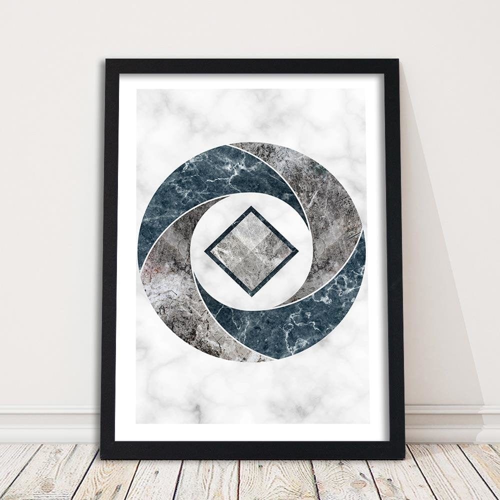 Glezna melnā rāmī - Abstract Geometry - Marble Home Trends