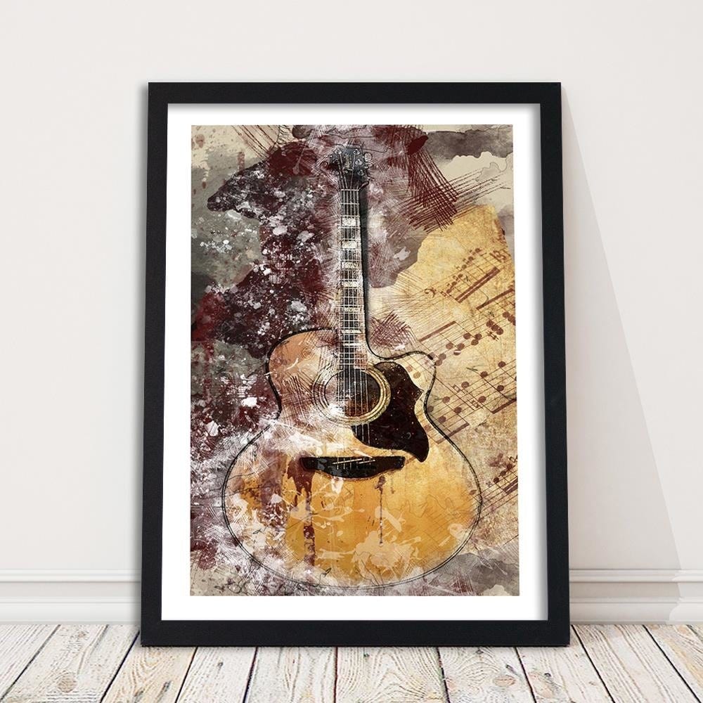 Glezna melnā rāmī - Abstract Guitar Home Trends