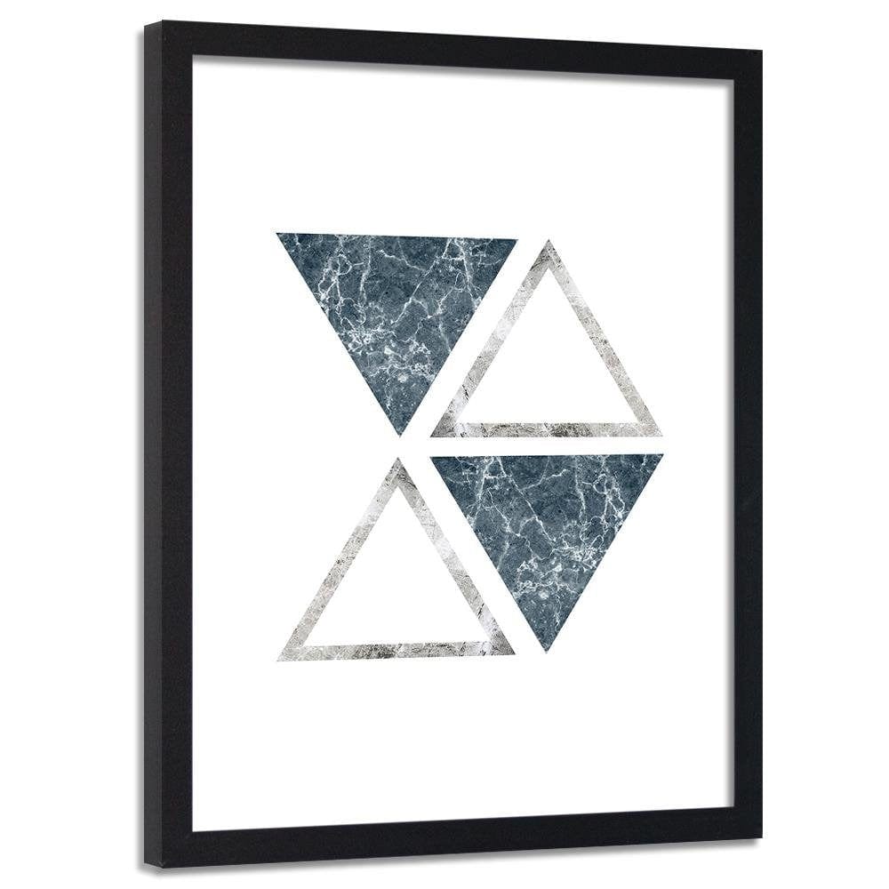 Glezna melnā rāmī - Abstract Marble Triangles Home Trends