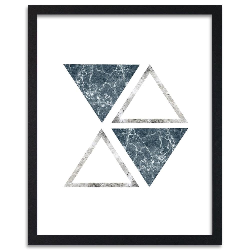 Glezna melnā rāmī - Abstract Marble Triangles Home Trends