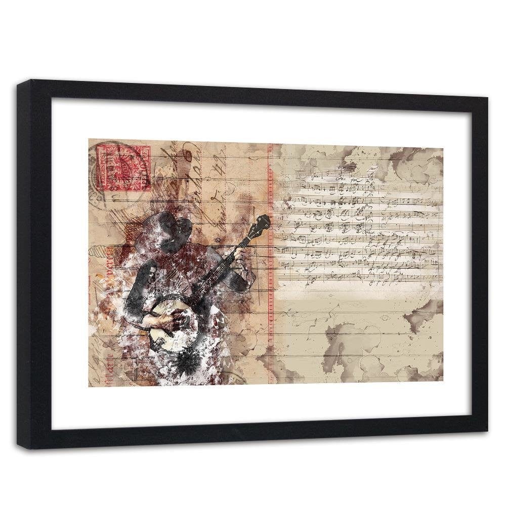 Glezna melnā rāmī - Abstract Musician Home Trends