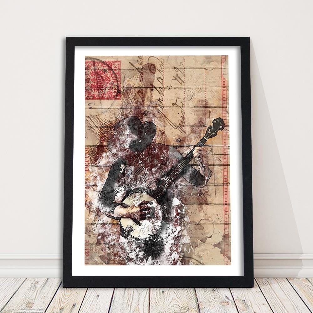 Glezna melnā rāmī - Abstract Musician Home Trends