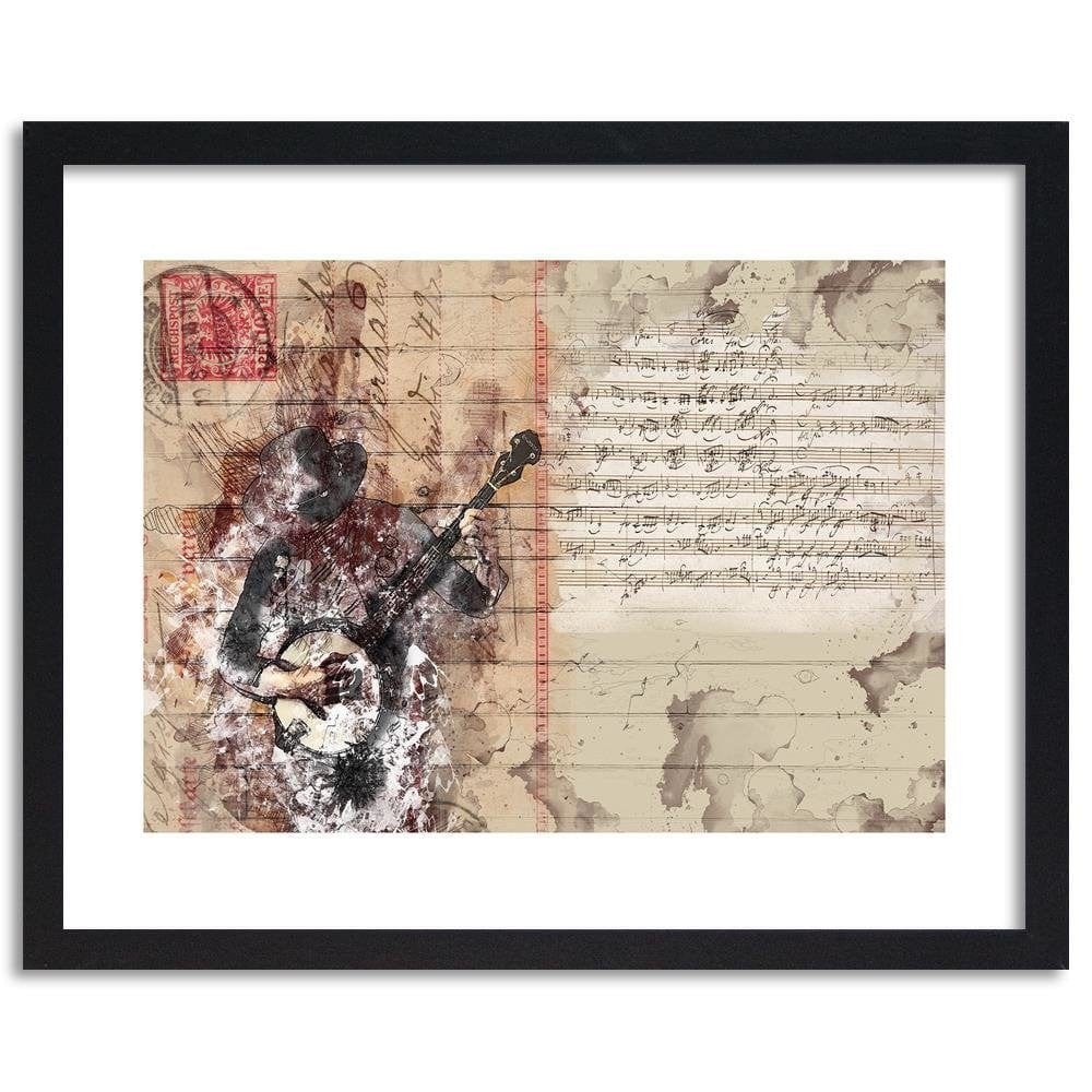 Glezna melnā rāmī - Abstract Musician Home Trends