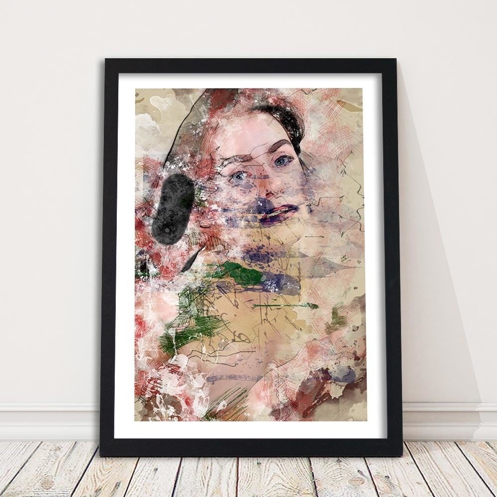 Glezna melnā rāmī - Abstract Woman's Face Home Trends