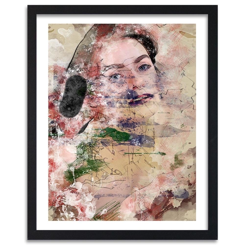 Glezna melnā rāmī - Abstract Woman's Face Home Trends