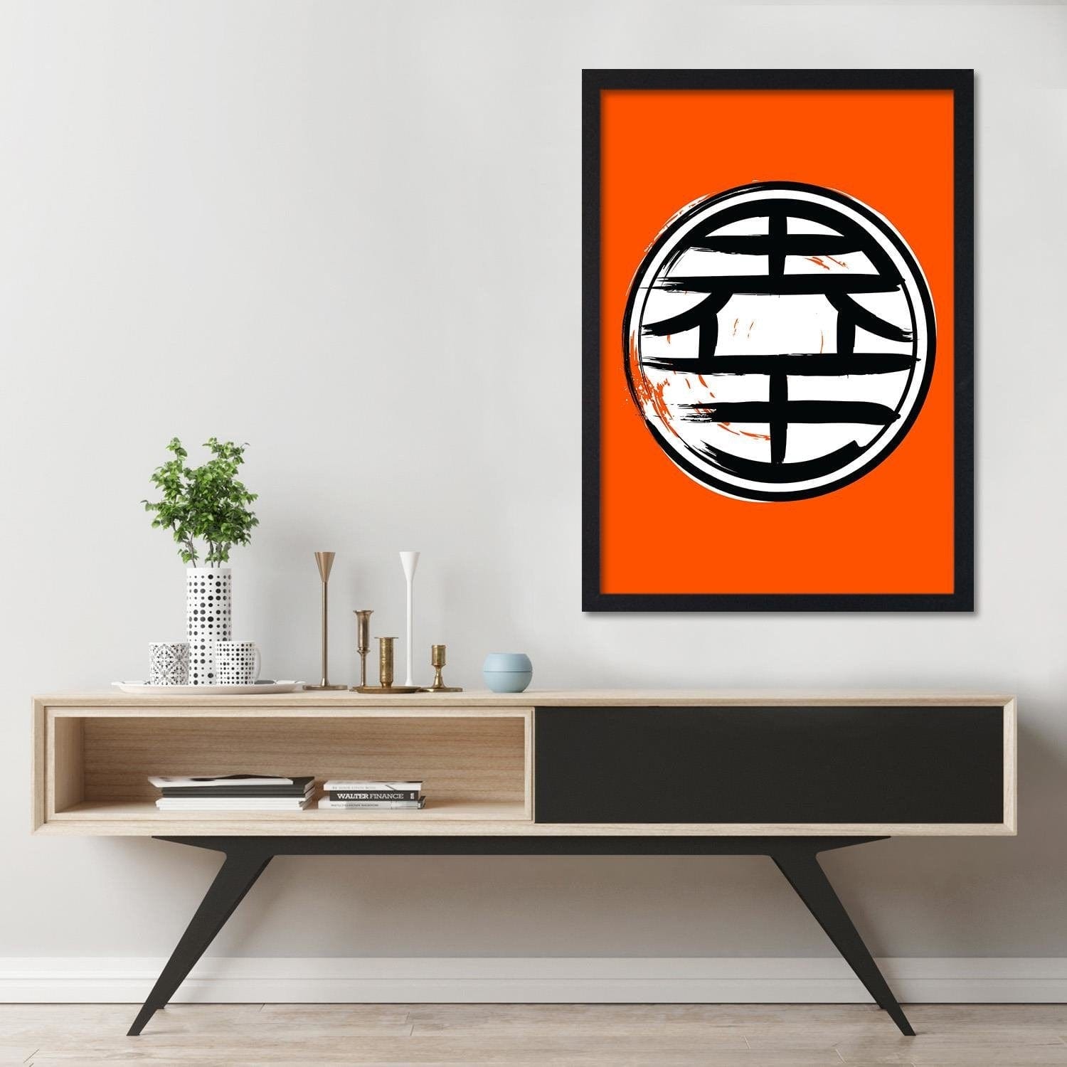 Glezna melnā rāmī - Abstraction Orange Home Trends