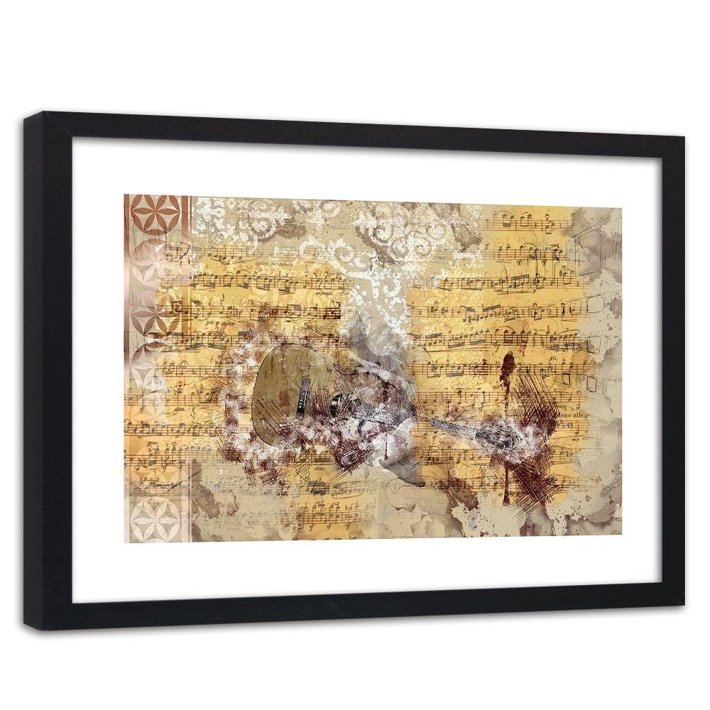 Glezna melnā rāmī - Abstraction With A Guitar Home Trends