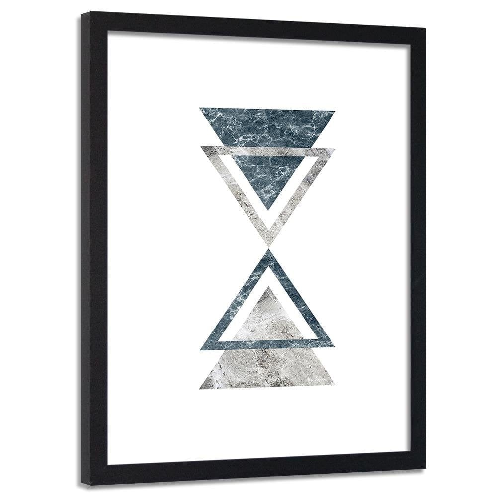 Glezna melnā rāmī - Abstraction With Marble Triangles Home Trends