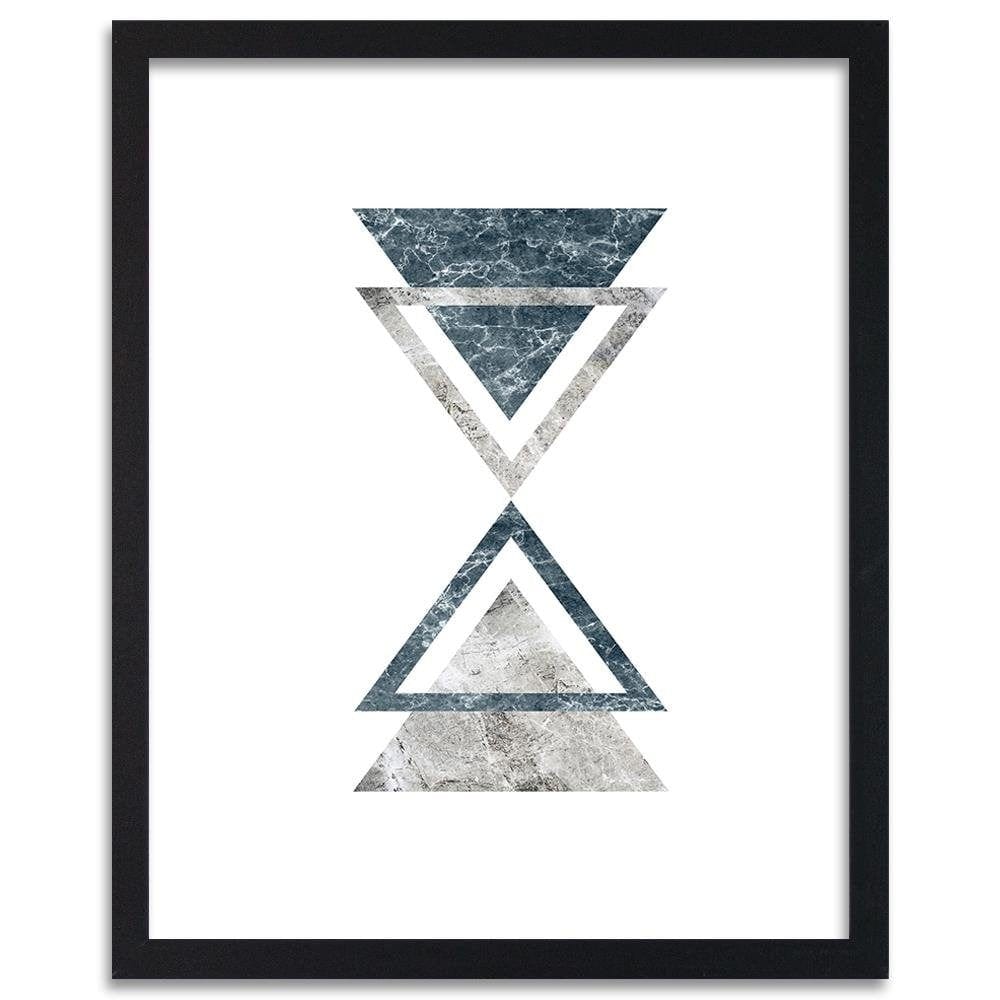 Glezna melnā rāmī - Abstraction With Marble Triangles Home Trends
