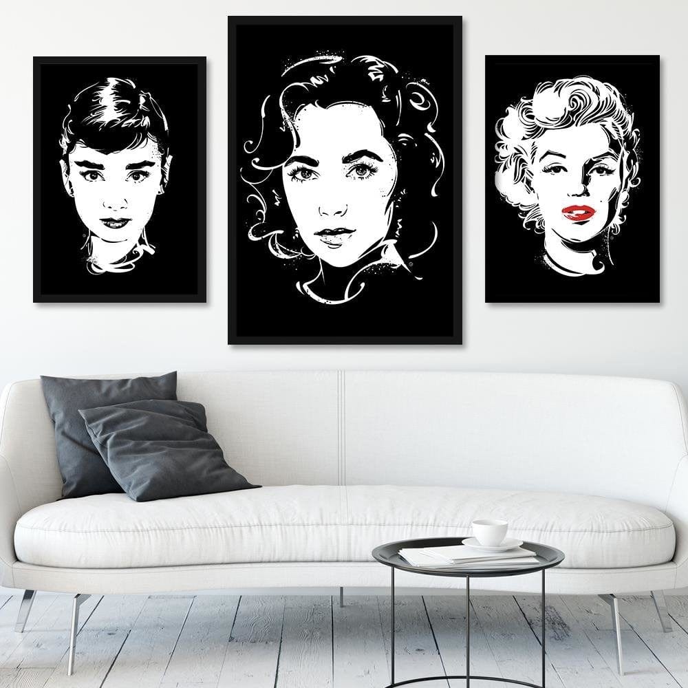Glezna melnā rāmī - Actress Image Black And White Home Trends