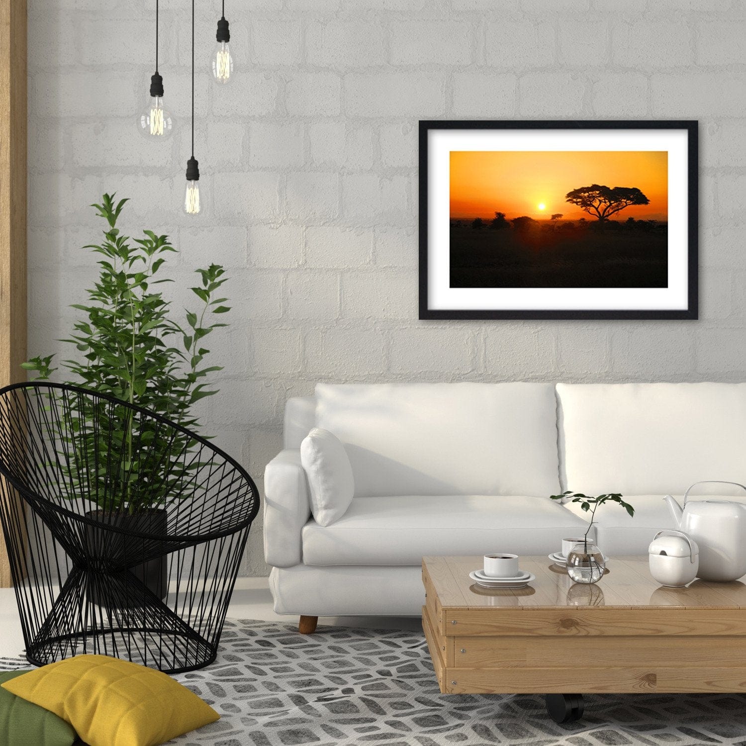 Glezna melnā rāmī - African Sunset Home Trends